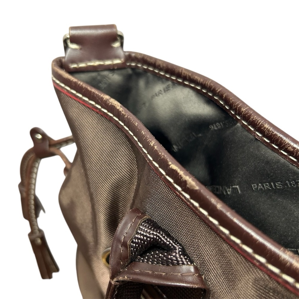 LANCEL PARIS 1876 handbag, nylon leather trim brown with shoulder strap - Picture 17 of 17